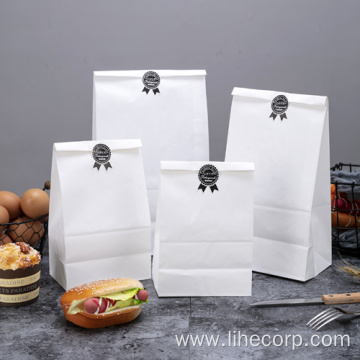 Flat Bottom White Kraft Paper Packing Bag